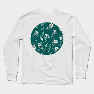 Bold dark mint floral Long Sleeve T-Shirt